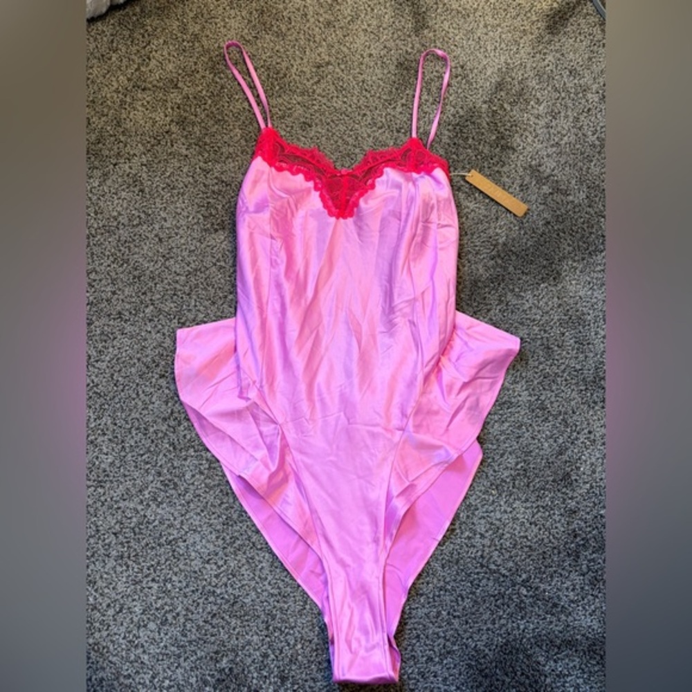 Skims Woven Shine Lace Teddy
